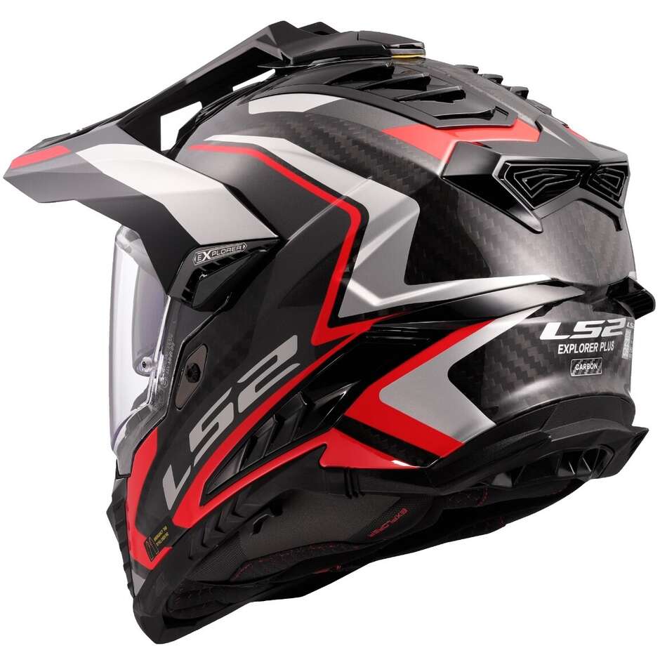 Casco Moto integrale Off-Road in Carbonio LS2 MX701 EXPLORER C FRONTIER II Rosso