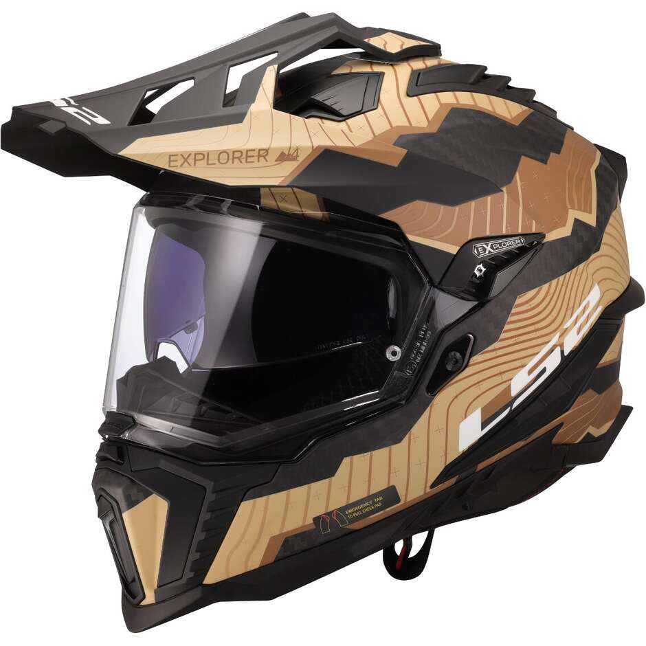 Casco Moto integrale Off-Road in Carbonio LS2 MX701 EXPLORER C TRICK Marrone Sand