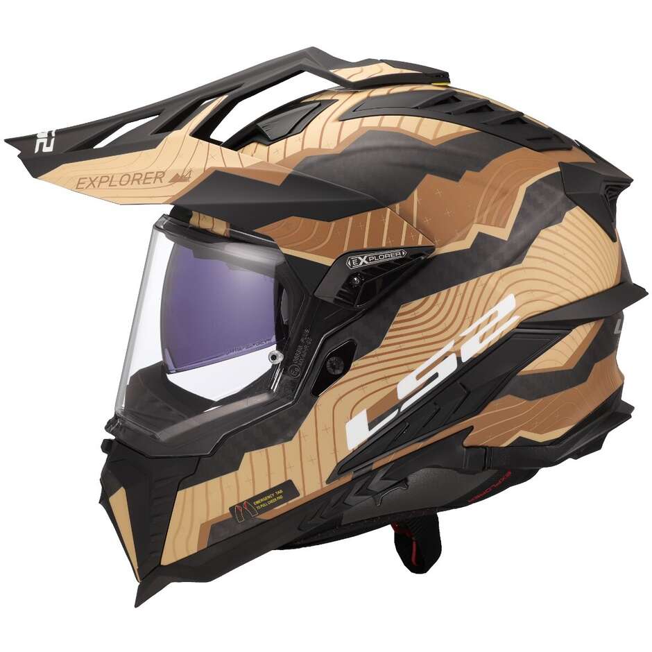 Casco Moto integrale Off-Road in Carbonio LS2 MX701 EXPLORER C TRICK Marrone Sand