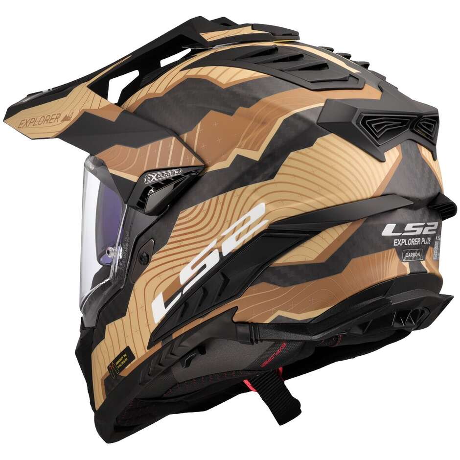 Casco Moto integrale Off-Road in Carbonio LS2 MX701 EXPLORER C TRICK Marrone Sand