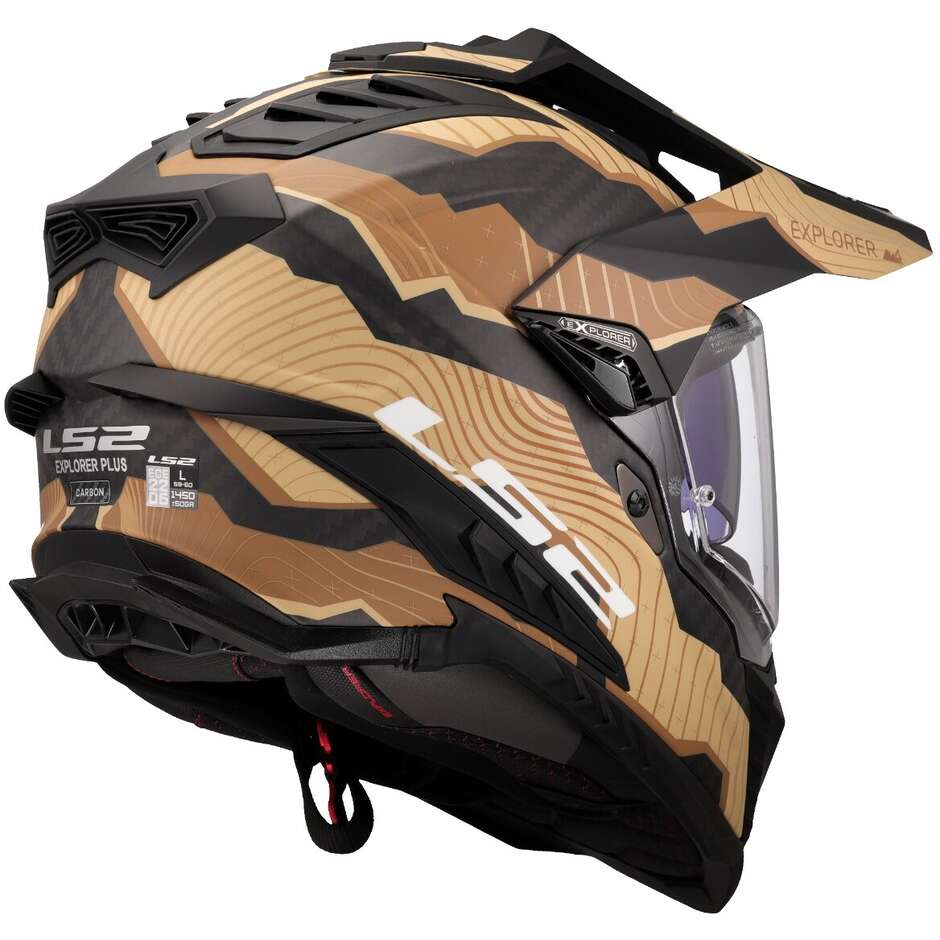 Casco Moto integrale Off-Road in Carbonio LS2 MX701 EXPLORER C TRICK Marrone Sand