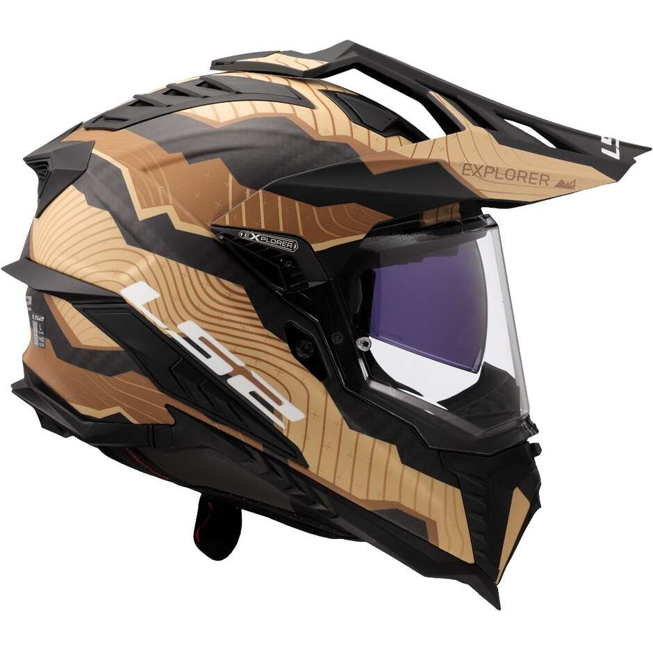 Casco Moto integrale Off-Road in Carbonio LS2 MX701 EXPLORER C TRICK Marrone Sand