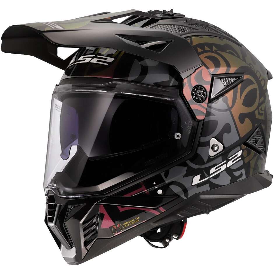 Casco Moto integrale Off-Road LS2 MX702 PIONEER 2 RANGI Nero