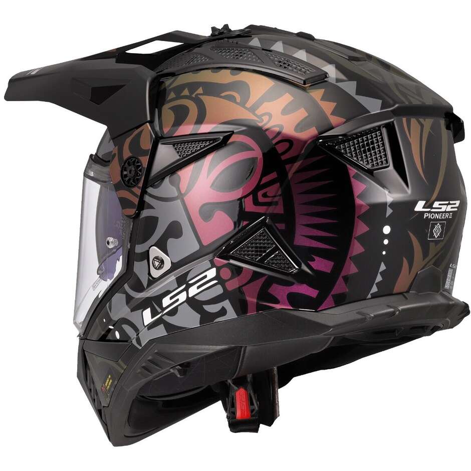 Casco Moto integrale Off-Road LS2 MX702 PIONEER 2 RANGI Nero