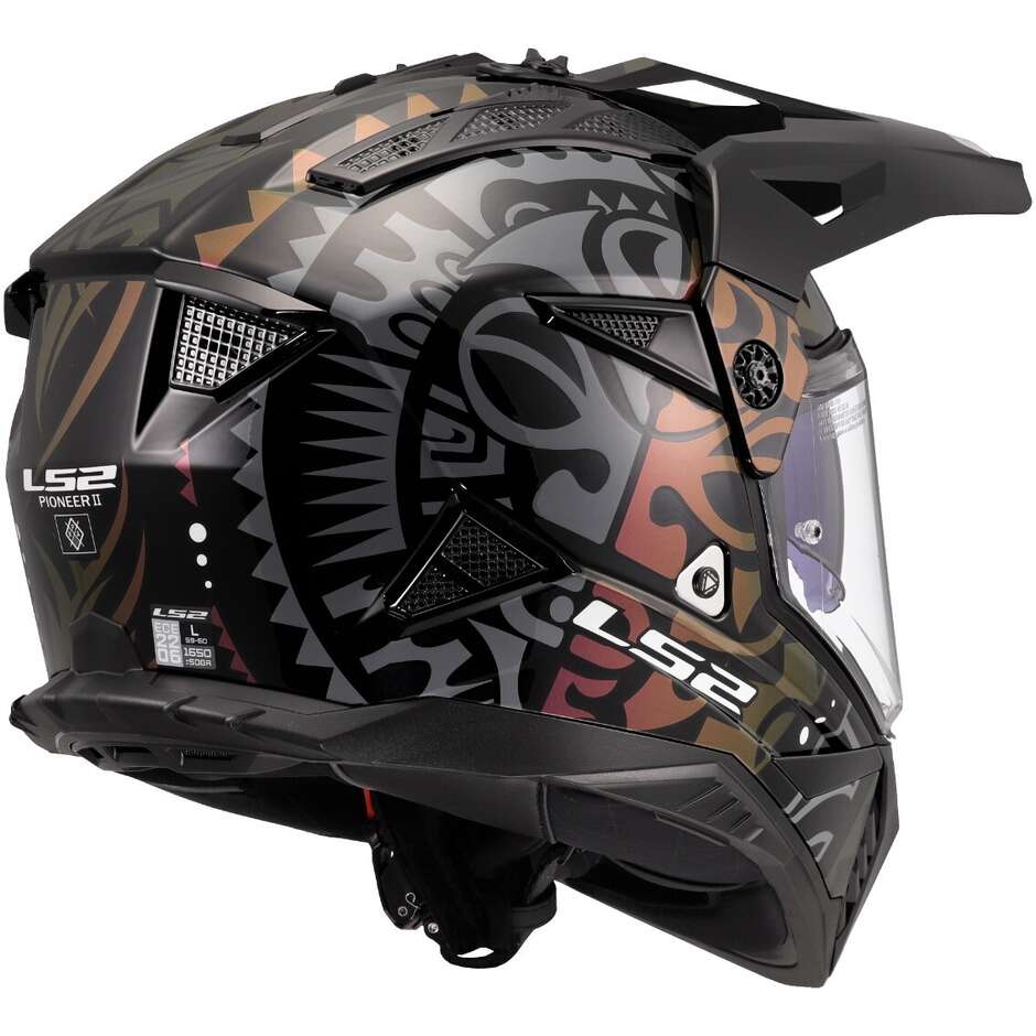 Casco Moto integrale Off-Road LS2 MX702 PIONEER 2 RANGI Nero