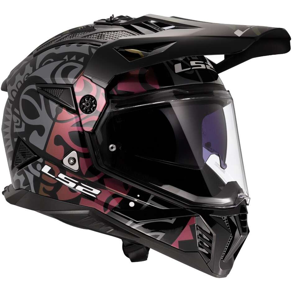 Casco Moto integrale Off-Road LS2 MX702 PIONEER 2 RANGI Nero
