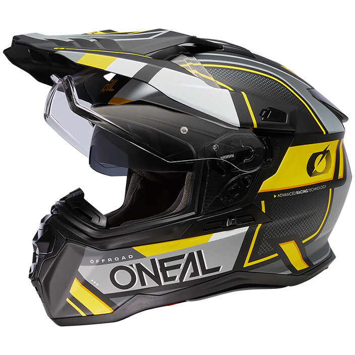 Casco Moto Integrale Oneal D-SRS Helmet SQUARE Nero Grigio Giallo Vendita  Online 