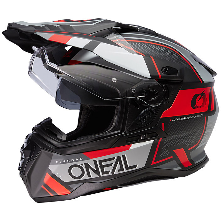 Casco Moto Integrale Oneal D-SRS Helmet SQUARE Nero Grigio Rosso
