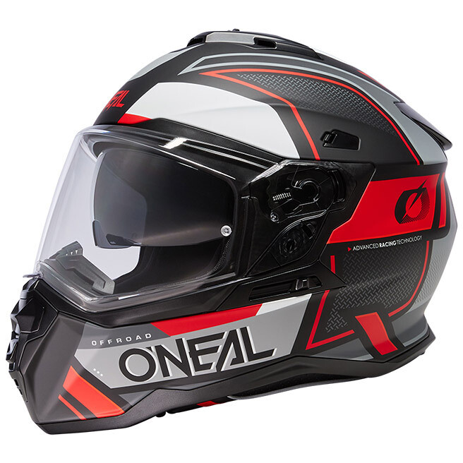 Casco Moto Integrale Oneal D-SRS Helmet SQUARE Nero Grigio Rosso