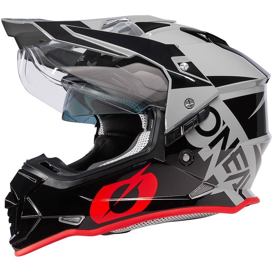 Casco Moto Integrale Oneal SIERRA Helmet R V.23 Grigio Nero Rosso