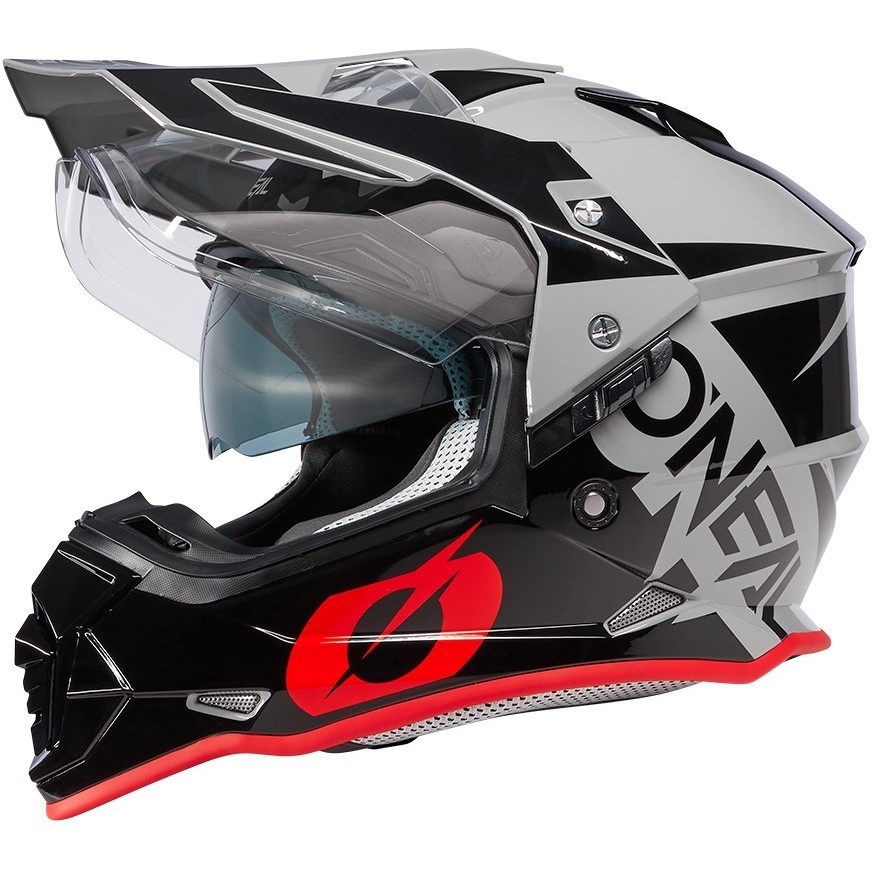 Casco Moto Integrale Oneal SIERRA Helmet R V.23 Grigio Nero Rosso