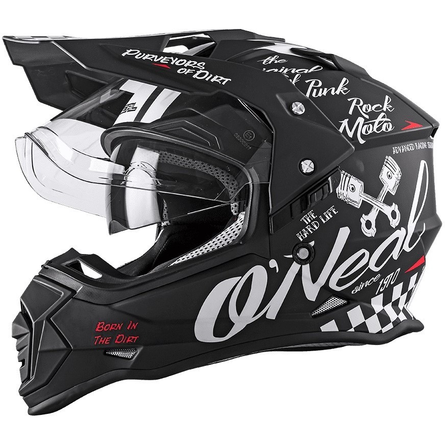 Casco Moto Integrale Oneal SIERRA Helmet TORMENT V.23 Nero Bianco