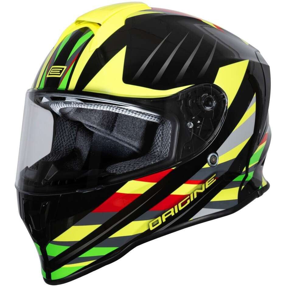 Casco Moto Integrale ORIGINE DINAMO FOOLISH Giallo Nero Lucido 22.06