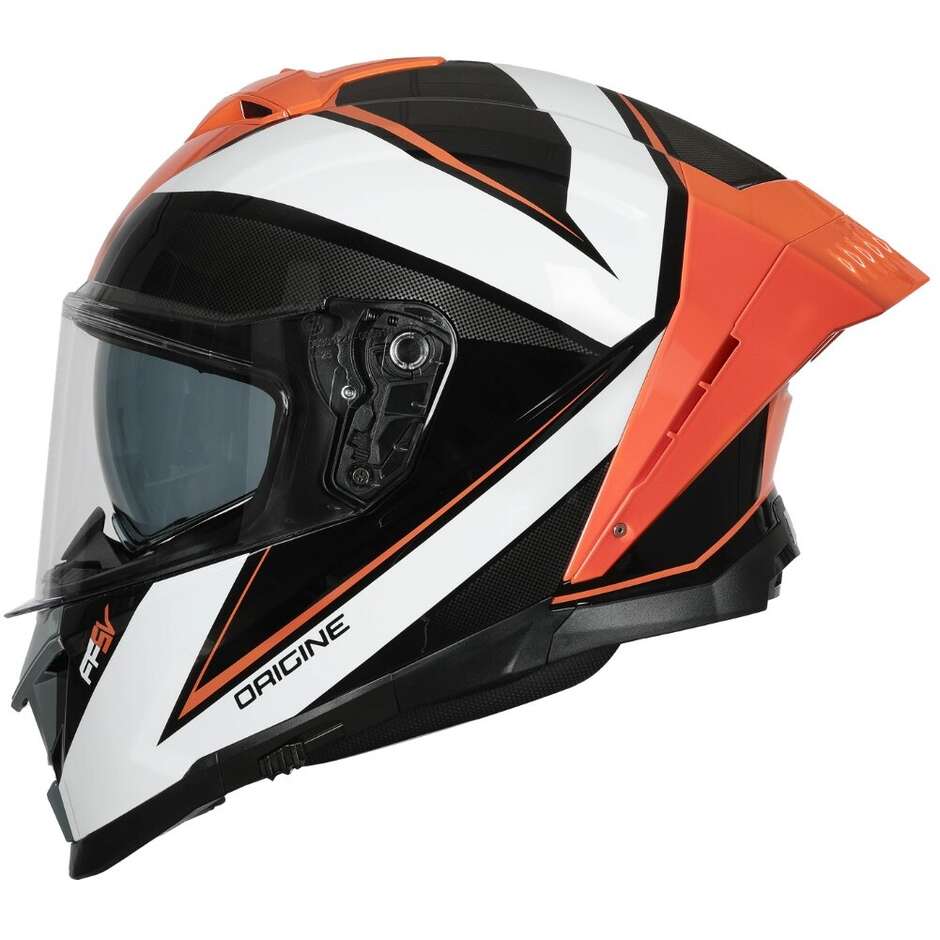 Casco Moto Integrale Origine ETNA MINIMAL WHITE ORANGE Bianco Arancio
