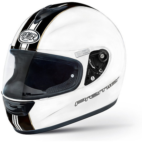 Casco Moto Integrale Premier Modello Monza In Fibra Colorazione TO Bianco/Nero Micrometrico
