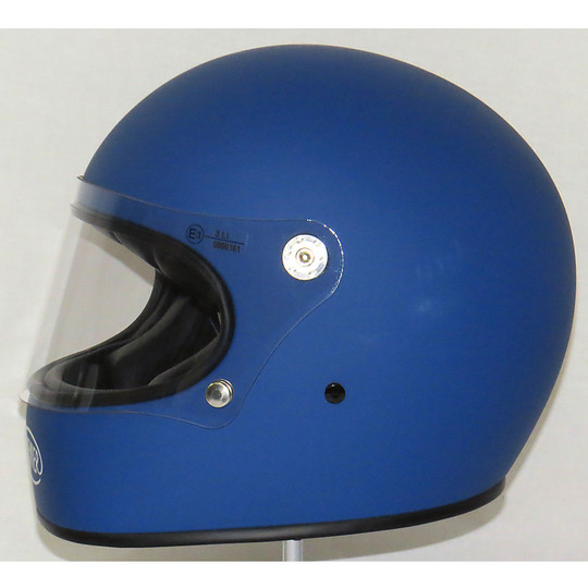 Casco Moto Integrale Premier Trophy Stile anni 70 Monocolore Blu Opaco