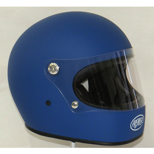 Casco Moto Integrale Premier Trophy Stile anni 70 Monocolore Blu Opaco