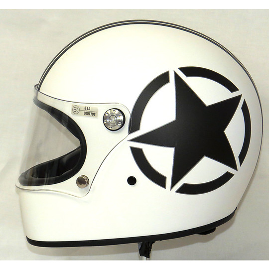 Casco Moto Integrale Premier Trophy Stile anni 70 Multi Star Bianco Opaco