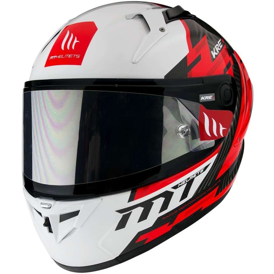 Casco Moto Integrale Racing Mt Helmet KRE+ CARBON BRUSH A5 Rosso Lucido