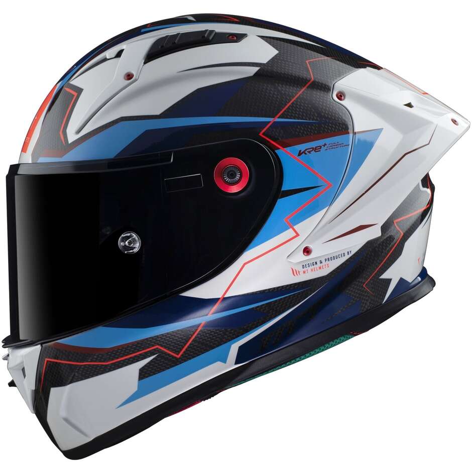 Casco Moto Integrale Racing Mt Helmet KRE+ CARBON KRAKEN B7 Azzurro Lucido