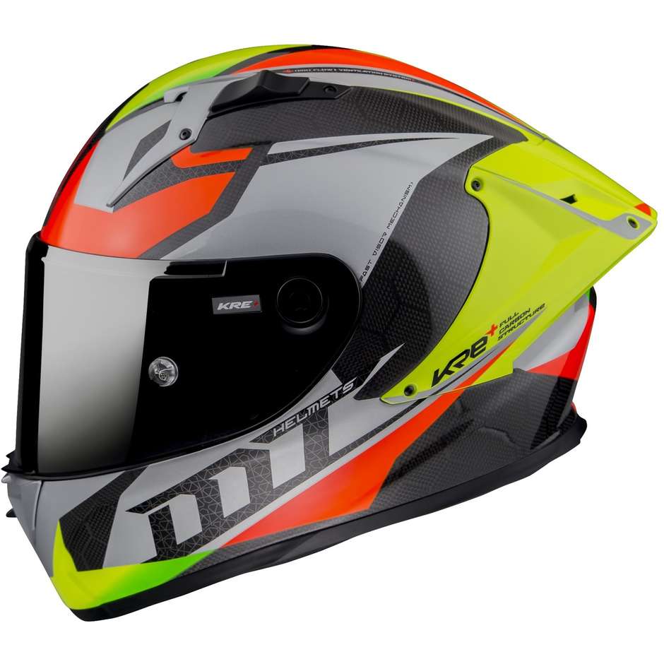 Casco Moto Integrale Racing Mt Helmet KRE+ CARBON PROJECTILE D2 Grigio Lucido