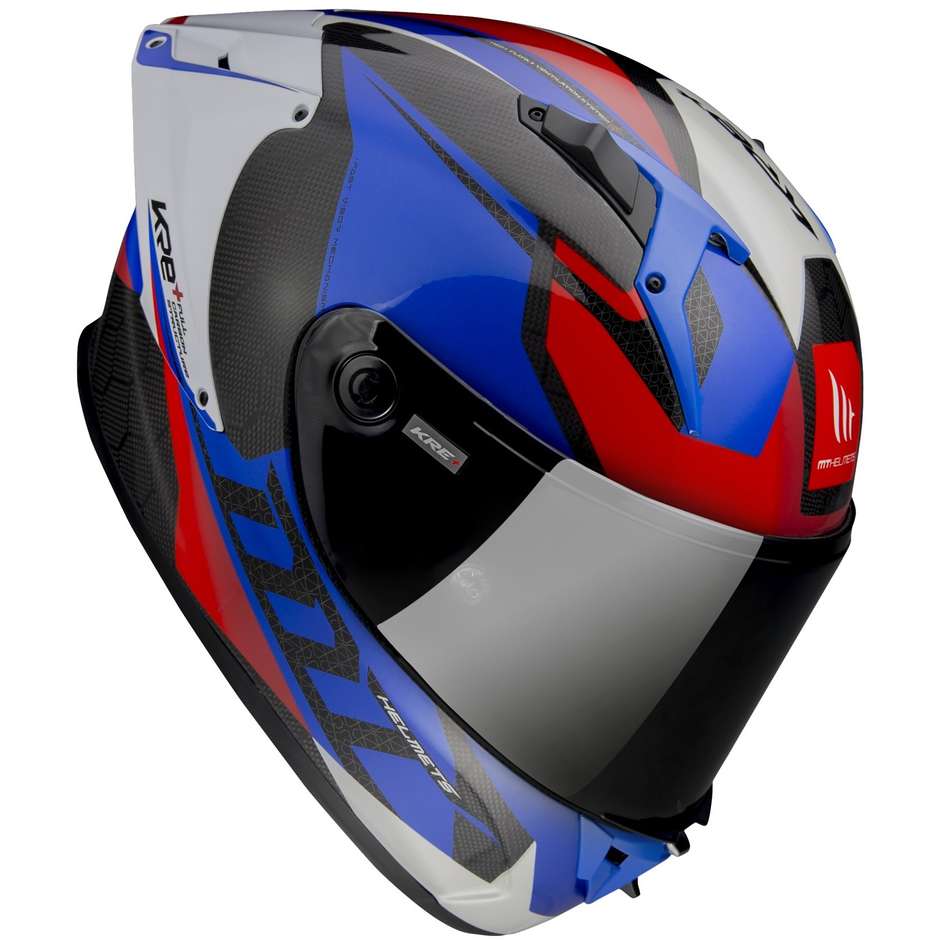Casco Moto Integrale Racing Mt Helmet KRE+ CARBON PROJECTTILE D7 Blu Lucido