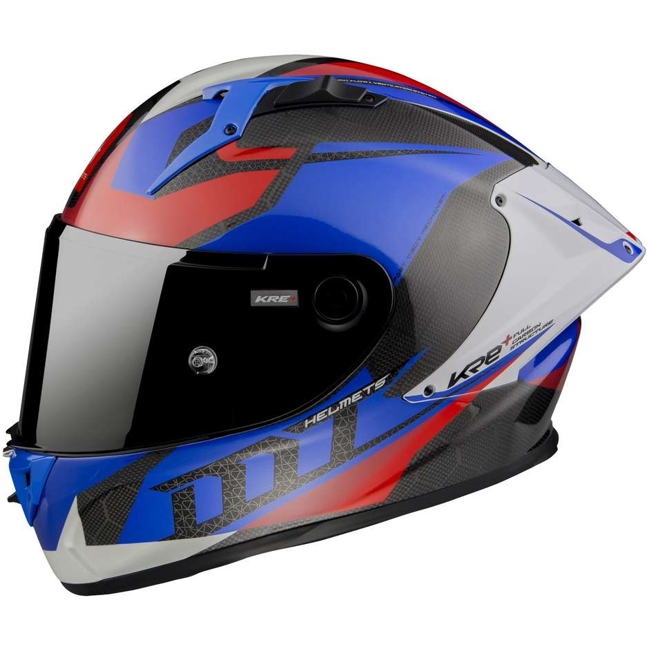 Casco Moto Integrale Racing Mt Helmet KRE+ CARBON PROJECTTILE D7 Blu Lucido