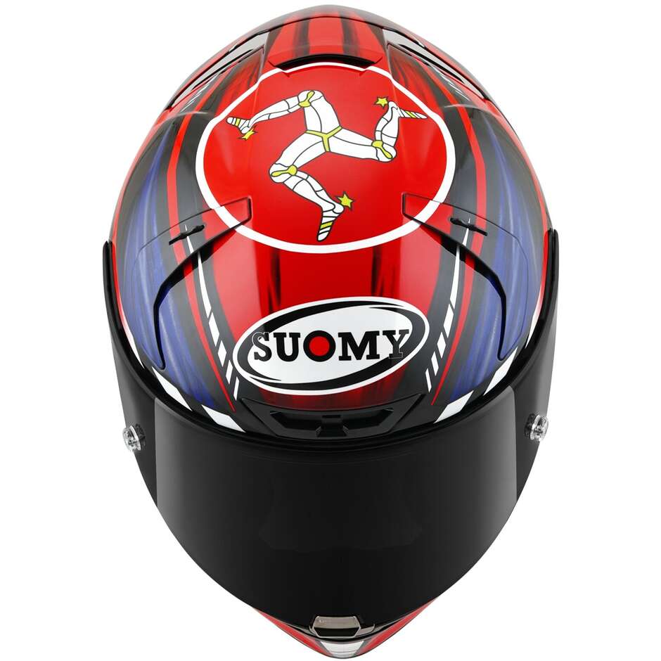 Casco Moto Integrale Racing Suomy SR-GP ON BOARD Blu Rosso Fluo