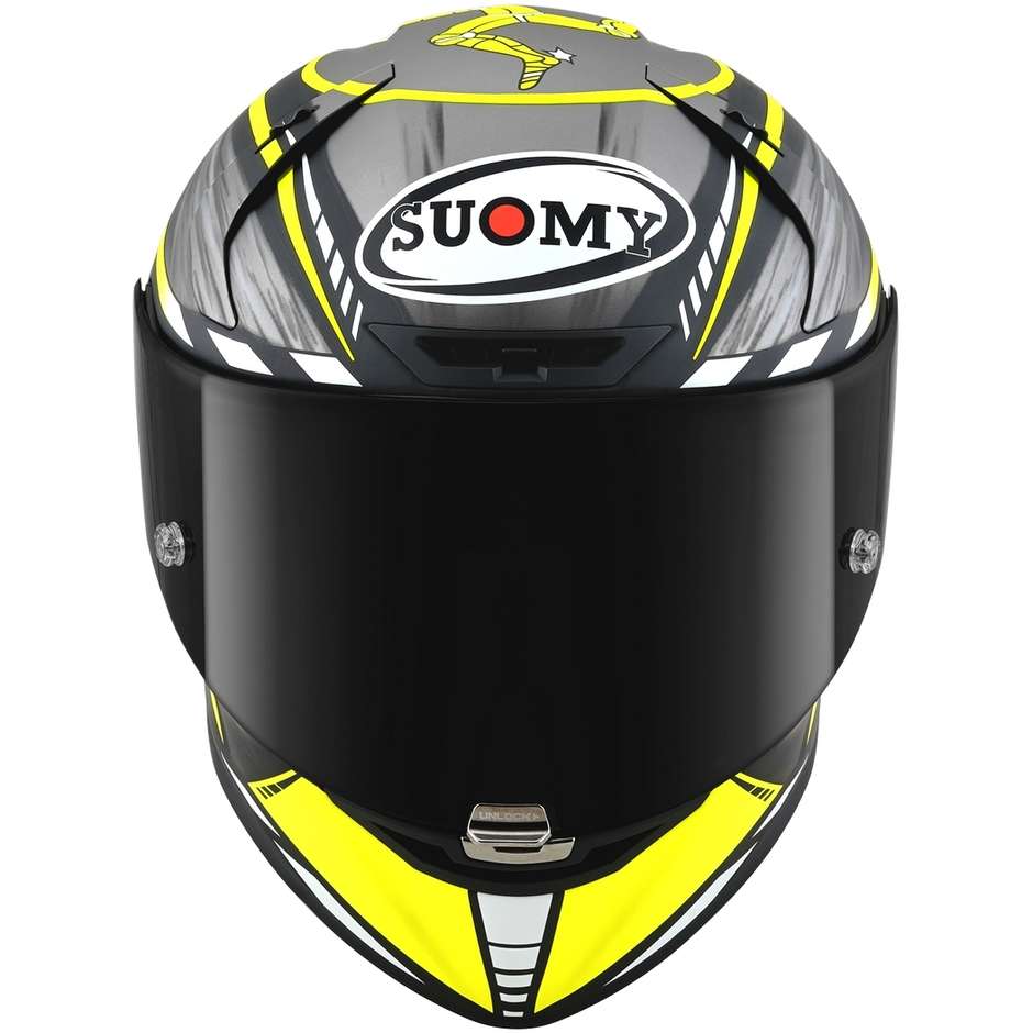 Casco Moto Integrale Racing Suomy SR-GP ON BOARD Grigio Giallo Fluo Opaco