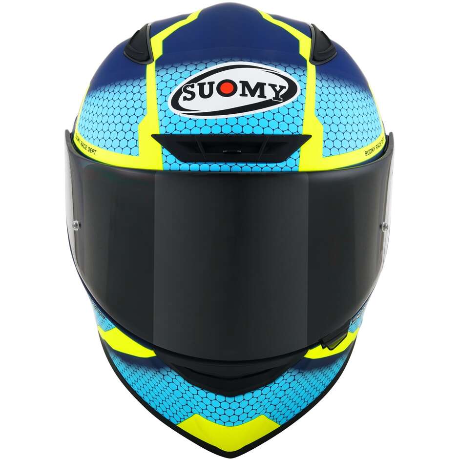 Casco Moto Integrale Racing Suomy TRACK-1 REACTION Blu Opaco Giallo