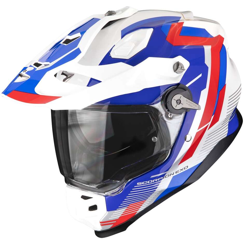 Casco Moto Integrale Scorpion ADF-9000 AIR PATROL Bianco Blu Rosso