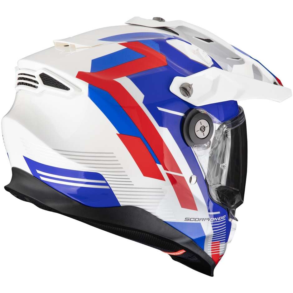 Casco Moto Integrale Scorpion ADF-9000 AIR PATROL Bianco Blu Rosso