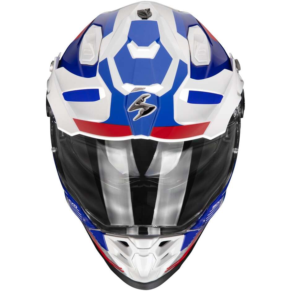 Casco Moto Integrale Scorpion ADF-9000 AIR PATROL Bianco Blu Rosso
