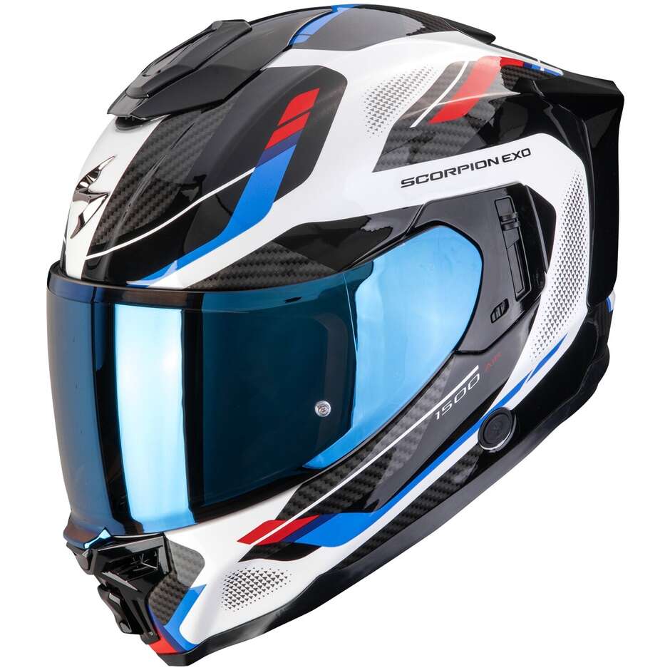 Casco Moto Integrale Scorpion EXO-1500 AIR SLEEK Bianco Rosso Blu