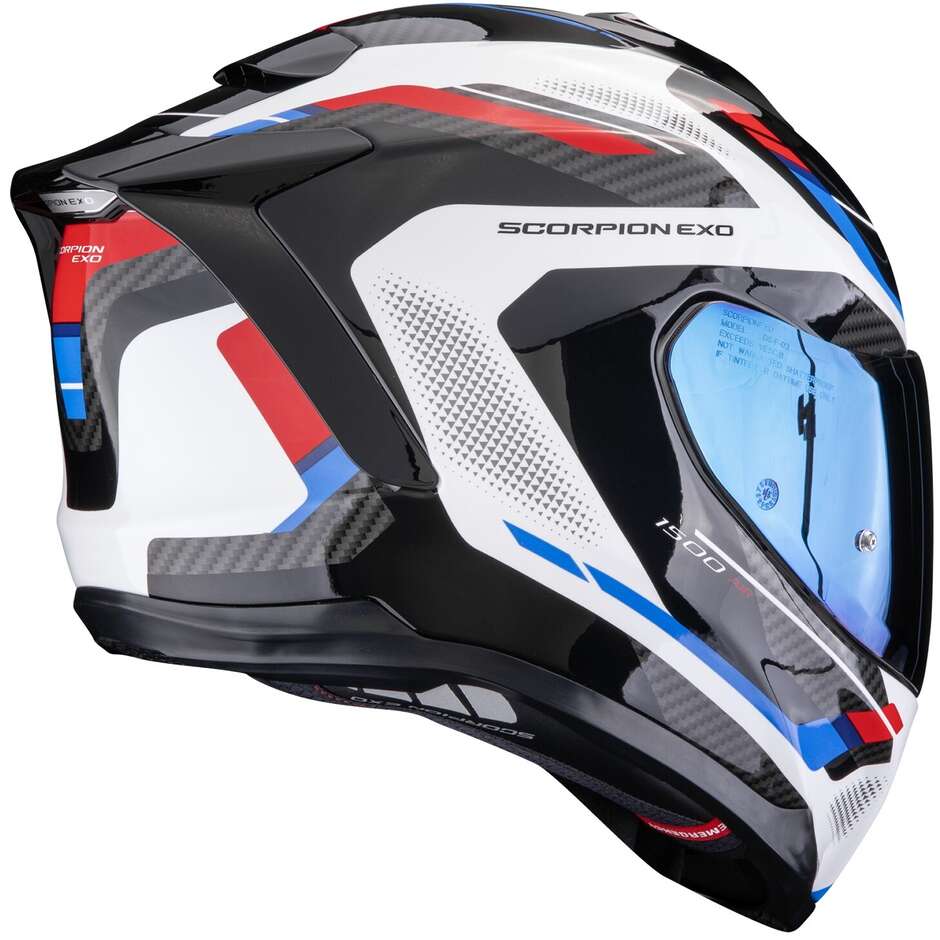 Casco Moto Integrale Scorpion EXO-1500 AIR SLEEK Bianco Rosso Blu