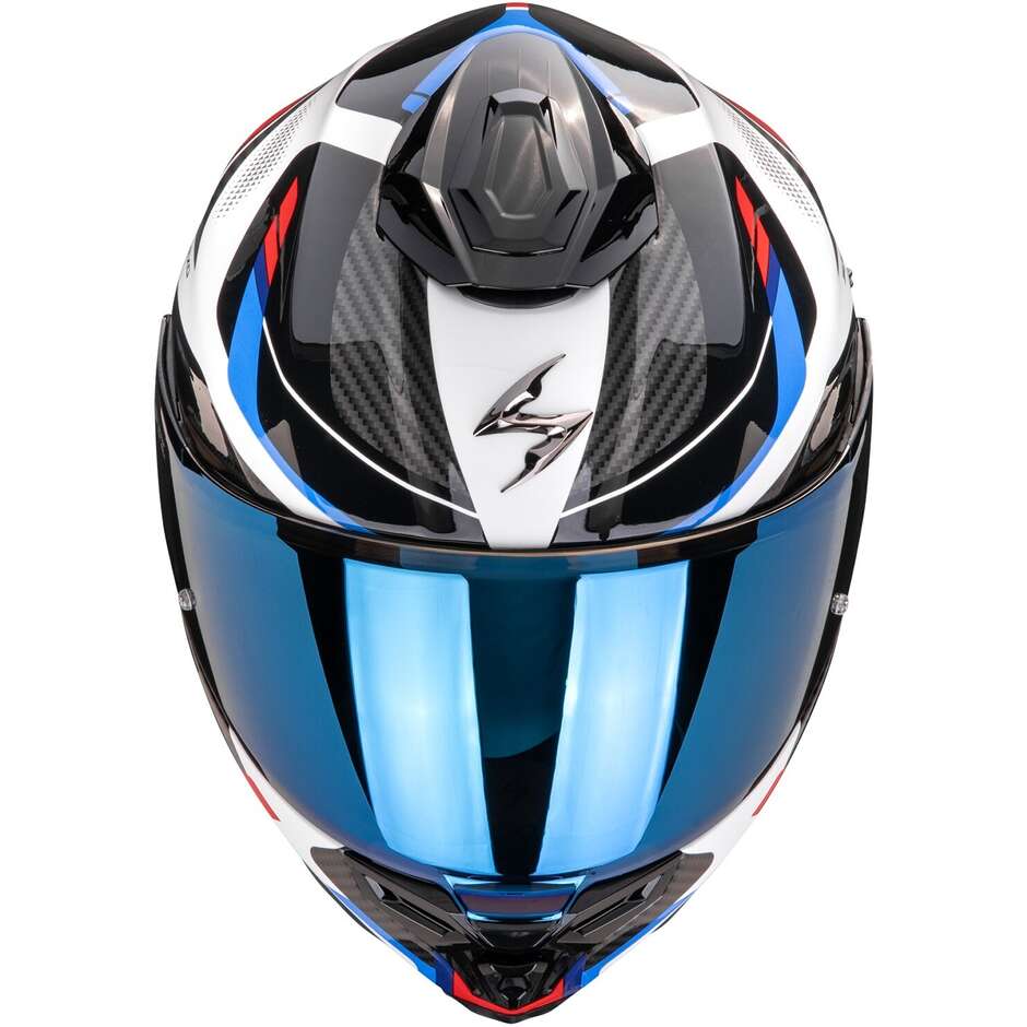 Casco Moto Integrale Scorpion EXO-1500 AIR SLEEK Bianco Rosso Blu