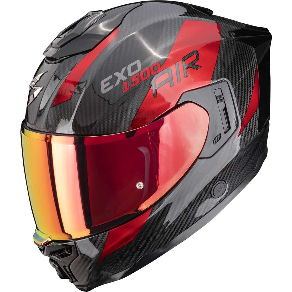 Casco Moto Integrale Scorpion EXO-1500 CARBON AIR PLATTED Nero Rosso