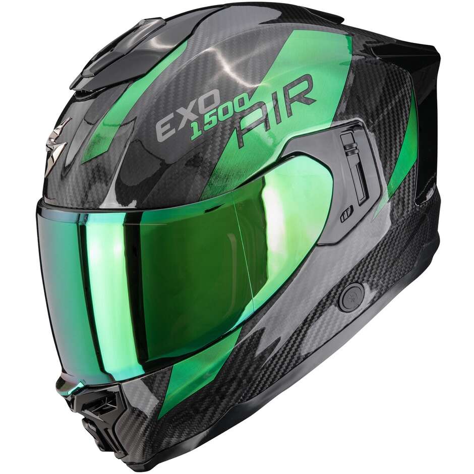 Casco Moto Integrale Scorpion EXO-1500 CARBON AIR PLATTED Nero Verde
