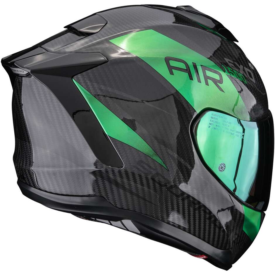 Casco Moto Integrale Scorpion EXO-1500 CARBON AIR PLATTED Nero Verde