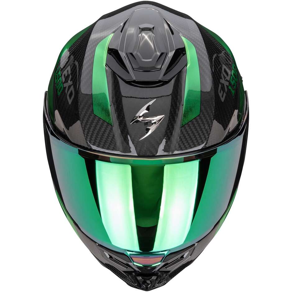 Casco Moto Integrale Scorpion EXO-1500 CARBON AIR PLATTED Nero Verde