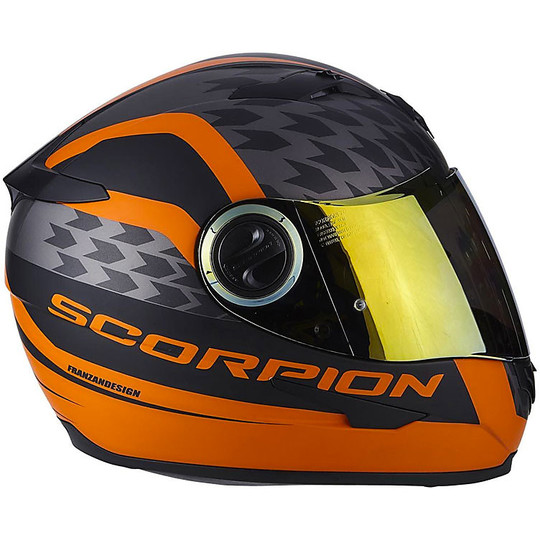 Casco Moto Integrale Scorpion Exo-490 Genesi Nero Opaco Arancio