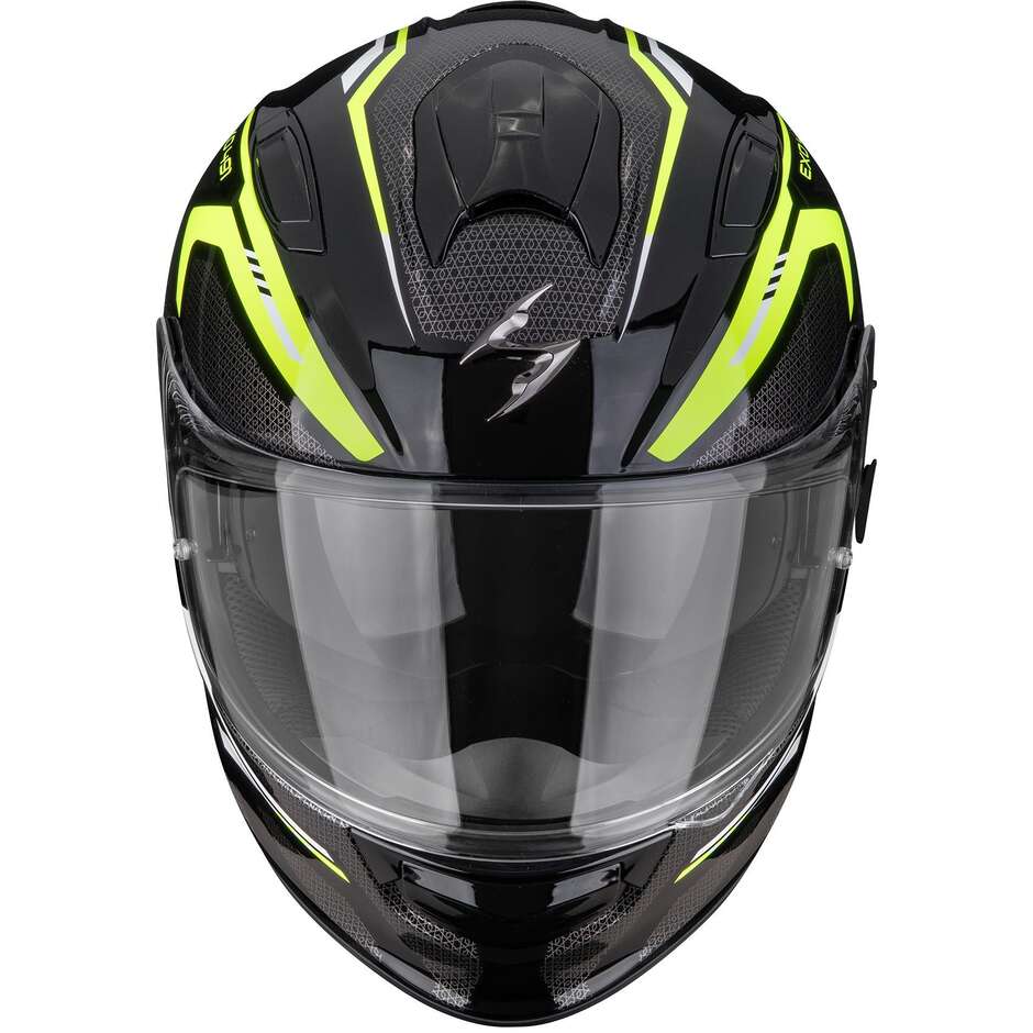 Casco Moto Integrale Scorpion EXO-491 KRIPTA Nero Giallo neon Bianco