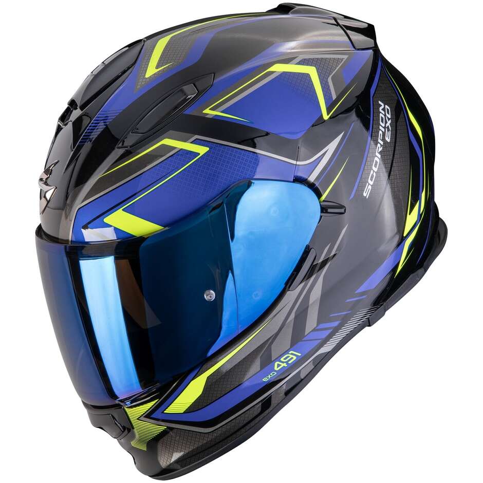 Casco Moto Integrale EXO-491 ZUMO Nero Blu Giallo n taglia XL