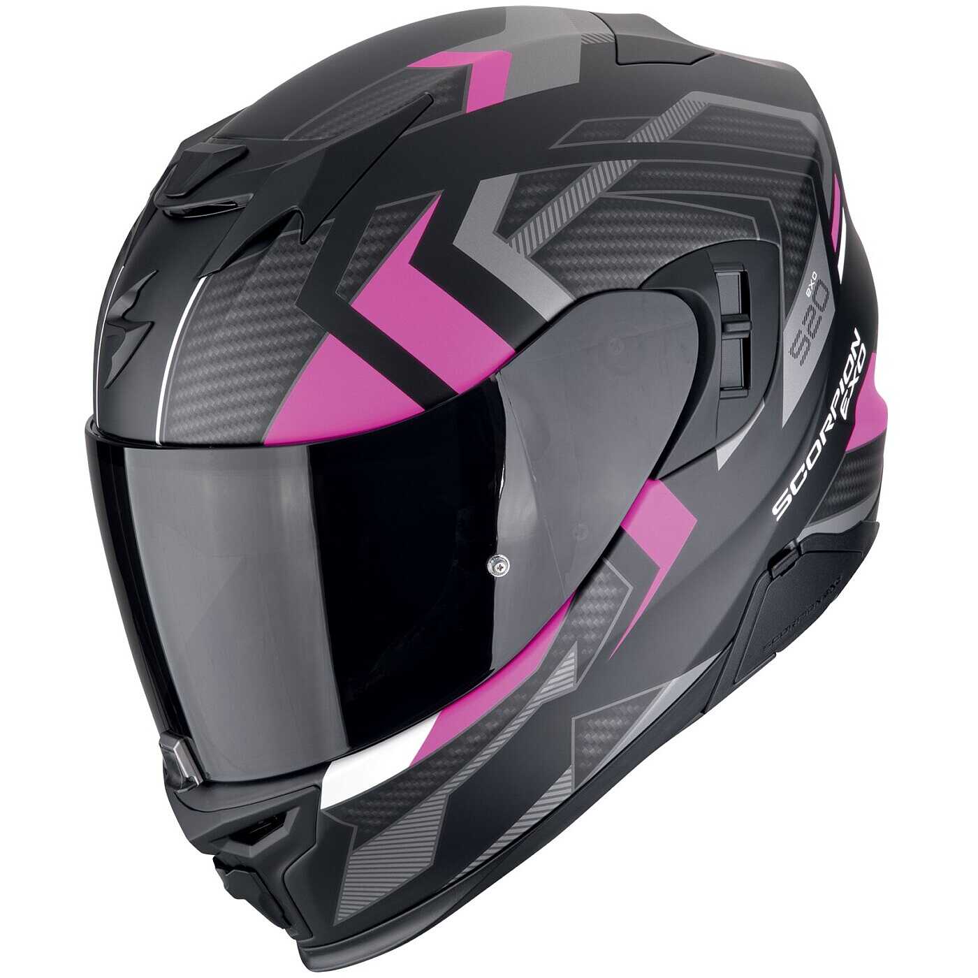Scorpion Exo-520 Air Casco Moto Integrale - Nero Opaco/Argento, Visiera Parasole, Predisposto Bluetooth, Omologazione Ece 22.06