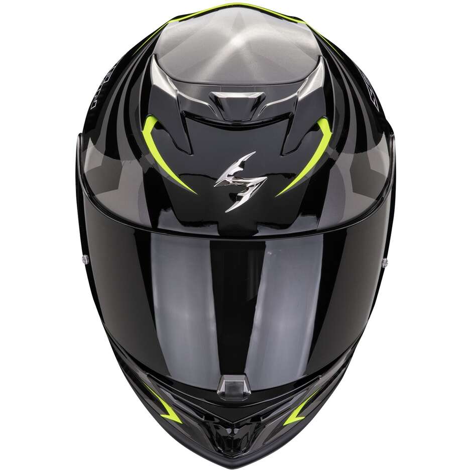 Casco Moto Integrale Scorpion EXO 520 EVO AIR TERRA Nero Argento Giallo neon