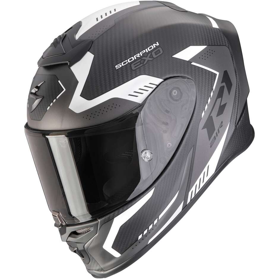 Casco Moto Integrale Scorpion EXO-R1 EVO CARBON AIR PROPEL Nero Matt Argento
