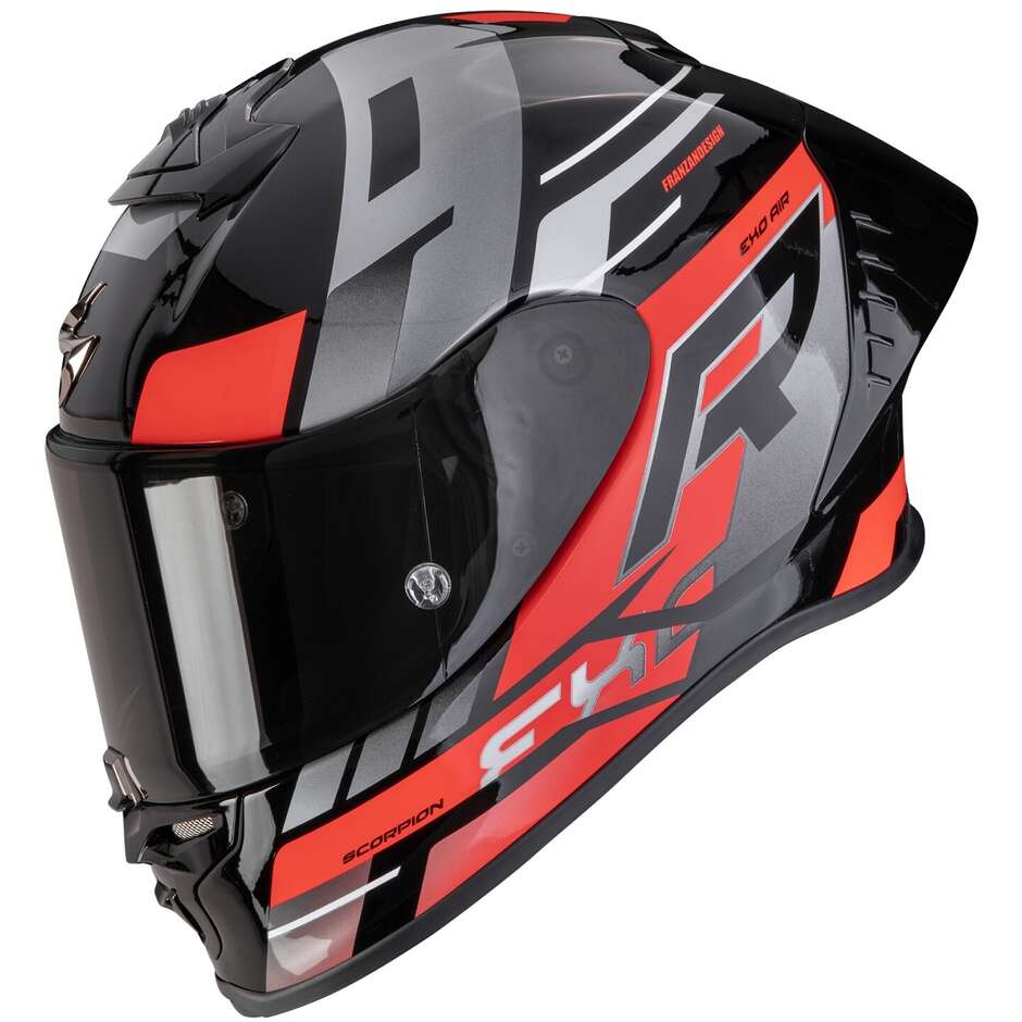 Casco Moto Integrale Scorpion EXO-R1 EVO II AIR ADRENALINE Nero Rosso Argento