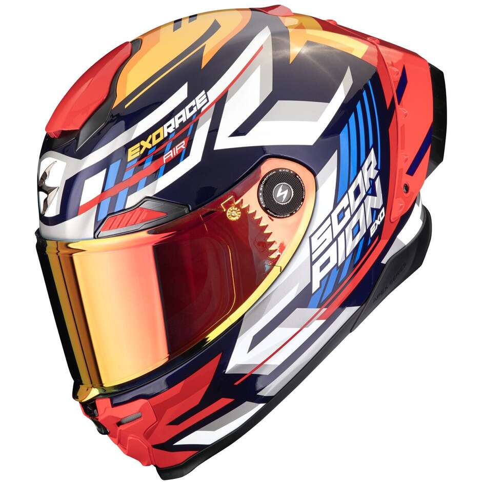 Casco Moto Integrale Scorpion EXO-RACE AIR KOBRA Blu Giallo Rosso