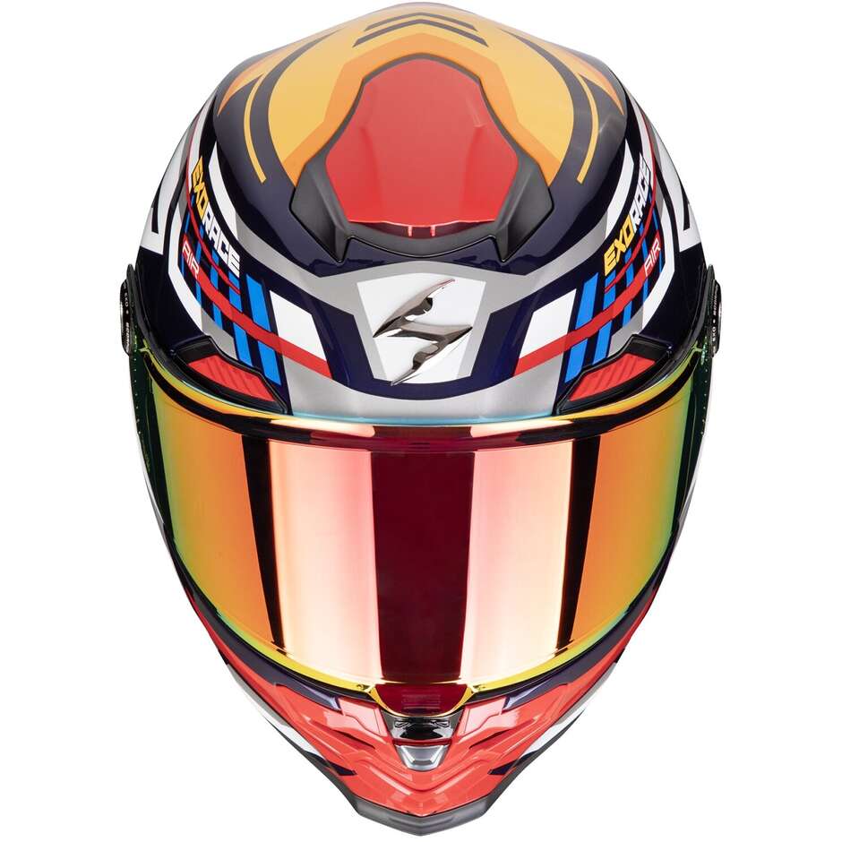 Casco Moto Integrale Scorpion EXO-RACE AIR KOBRA Blu Giallo Rosso