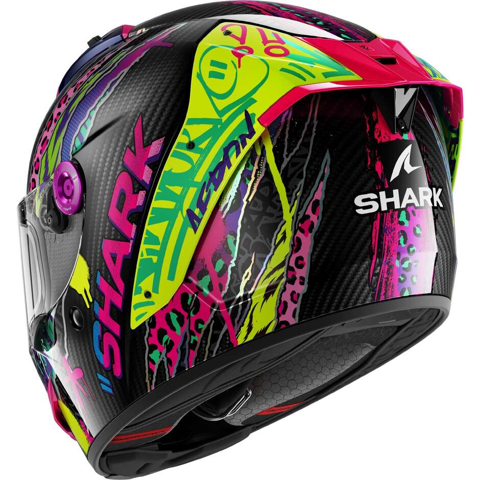 Casco Moto Integrale Shark AERON FAWN Giallo Viola Carbonio